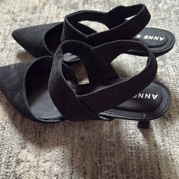 Anne Klein Women's Black Slingback Heels pointed toe size 7.5 - low heel - Picture 3 of 6